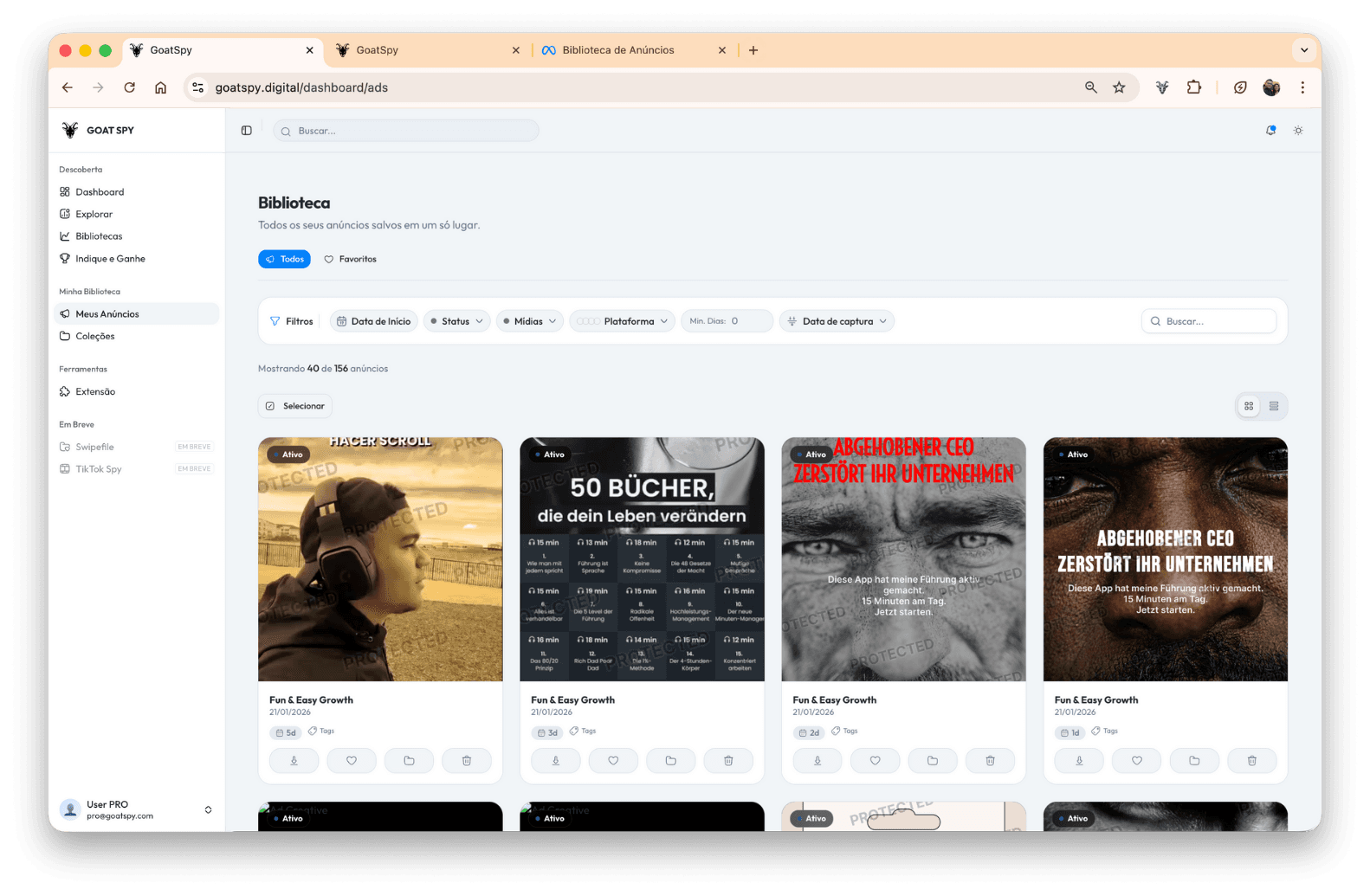 Dashboard de Coleções e Anúncios Salvos